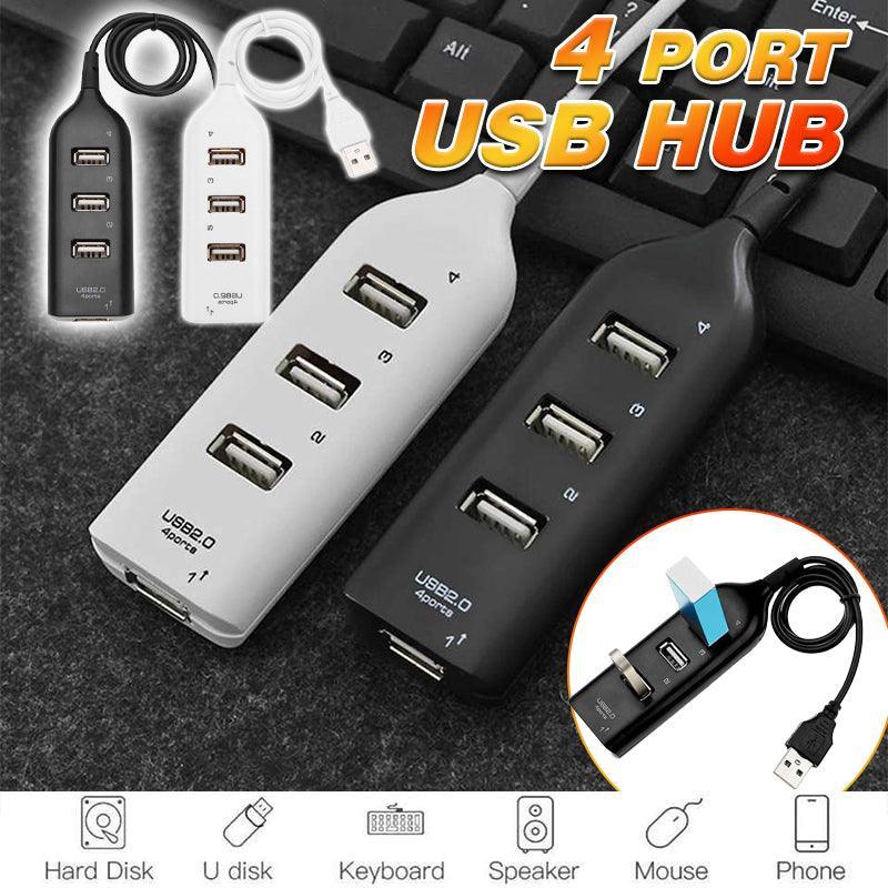 Multi USB Hub 4 Port High Speed Slim White