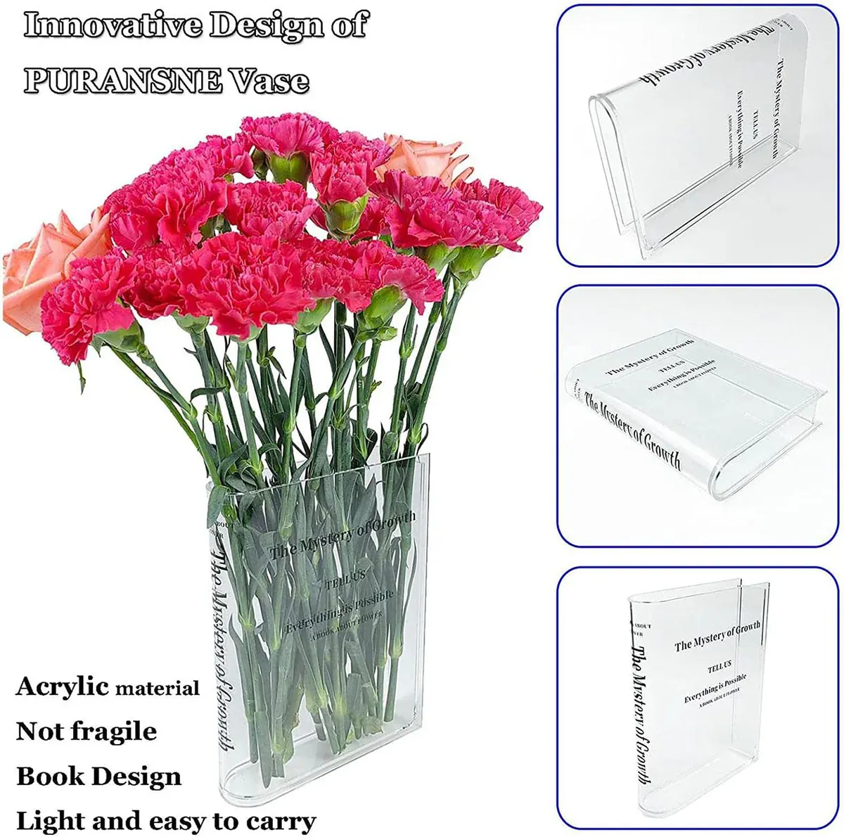 Transparent Book Vase Flower Holder Acrylic - Image 4