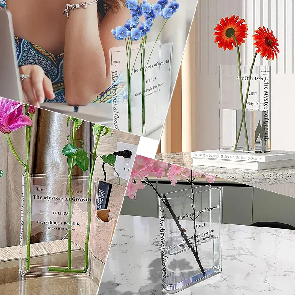 Transparent Book Vase Flower Holder Acrylic - Image 5