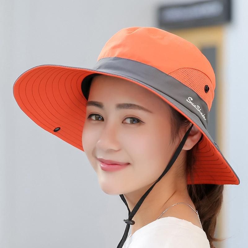 Wide Brim Ponytail Sun Visor - Watermelon Red - Image 11