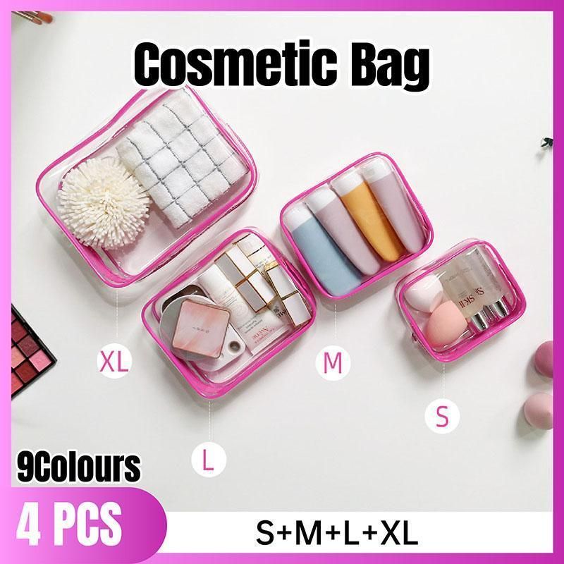 4pcs Durable PVC Cosmetic Bags Black - Image 2