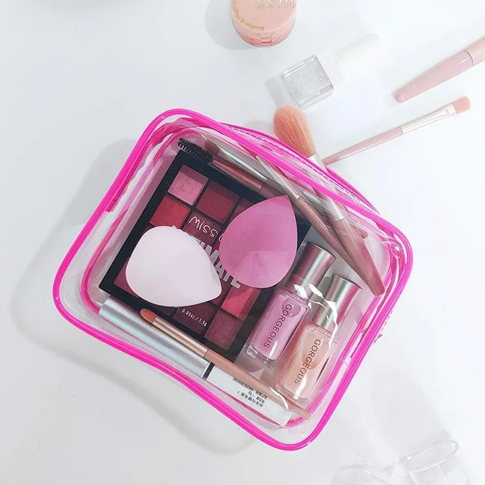 4pcs Durable PVC Cosmetic Bags Black - Image 4