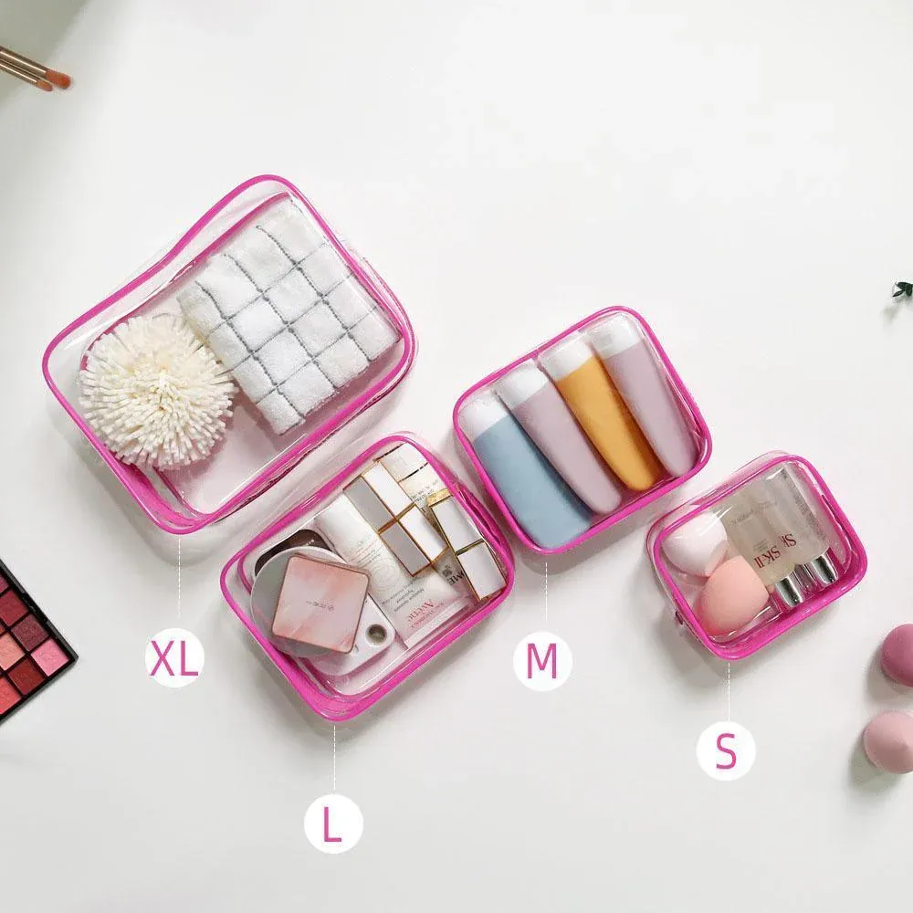 4pcs Durable PVC Cosmetic Bags Black - Image 7