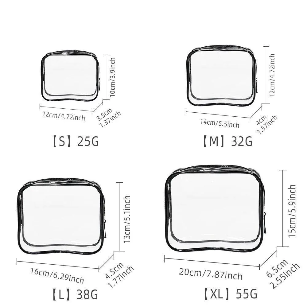 4pcs Durable PVC Cosmetic Bags Black - Image 9