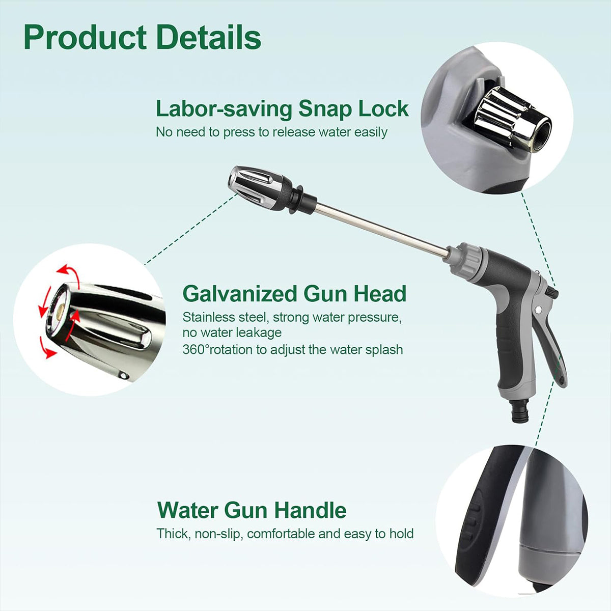 High Pressure Long Pole Water Spray Nozzle Car Wash Set - Image 4