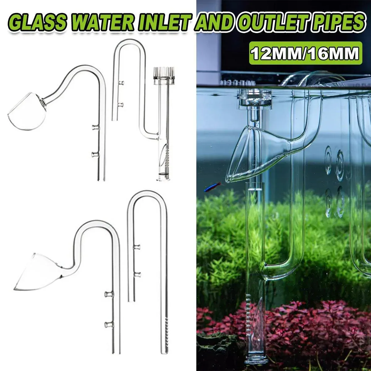 Aquarium Glass Inlet Outlet Pipe 12mm Hemispherical - Image 2