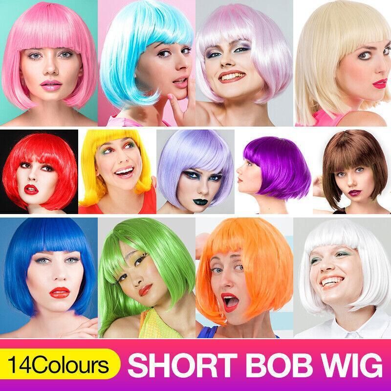 Short Bob Wig with Bangs Yellow - Image 2