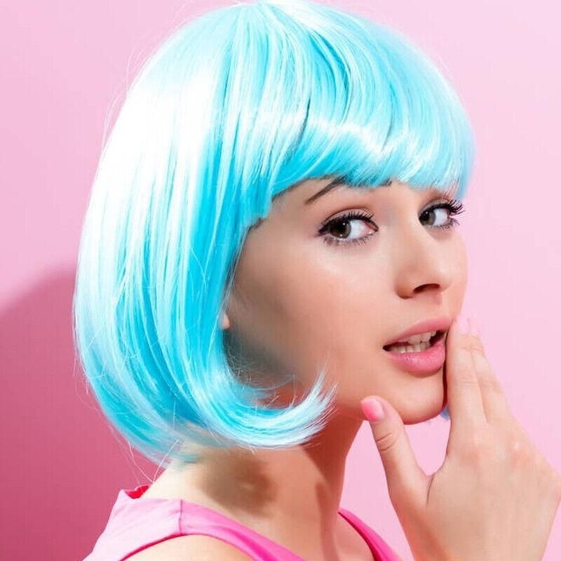 Short Bob Wig with Bangs Yellow - Image 8