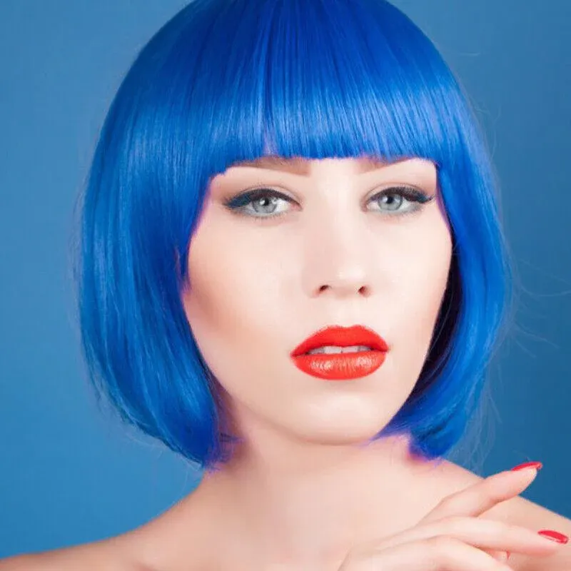Short Bob Wig with Bangs Yellow - Image 13