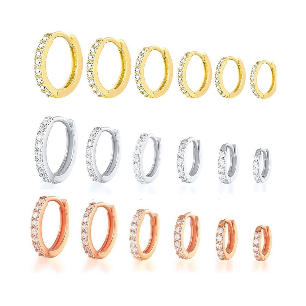 Champagne Zirconia Hoop Earring - 8mm - Image 2