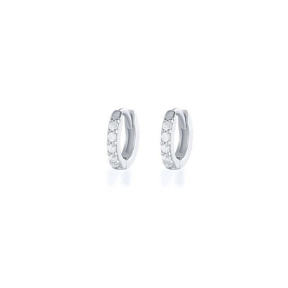 Silver Zirconia Hoop Earring - 8mm - Image 7