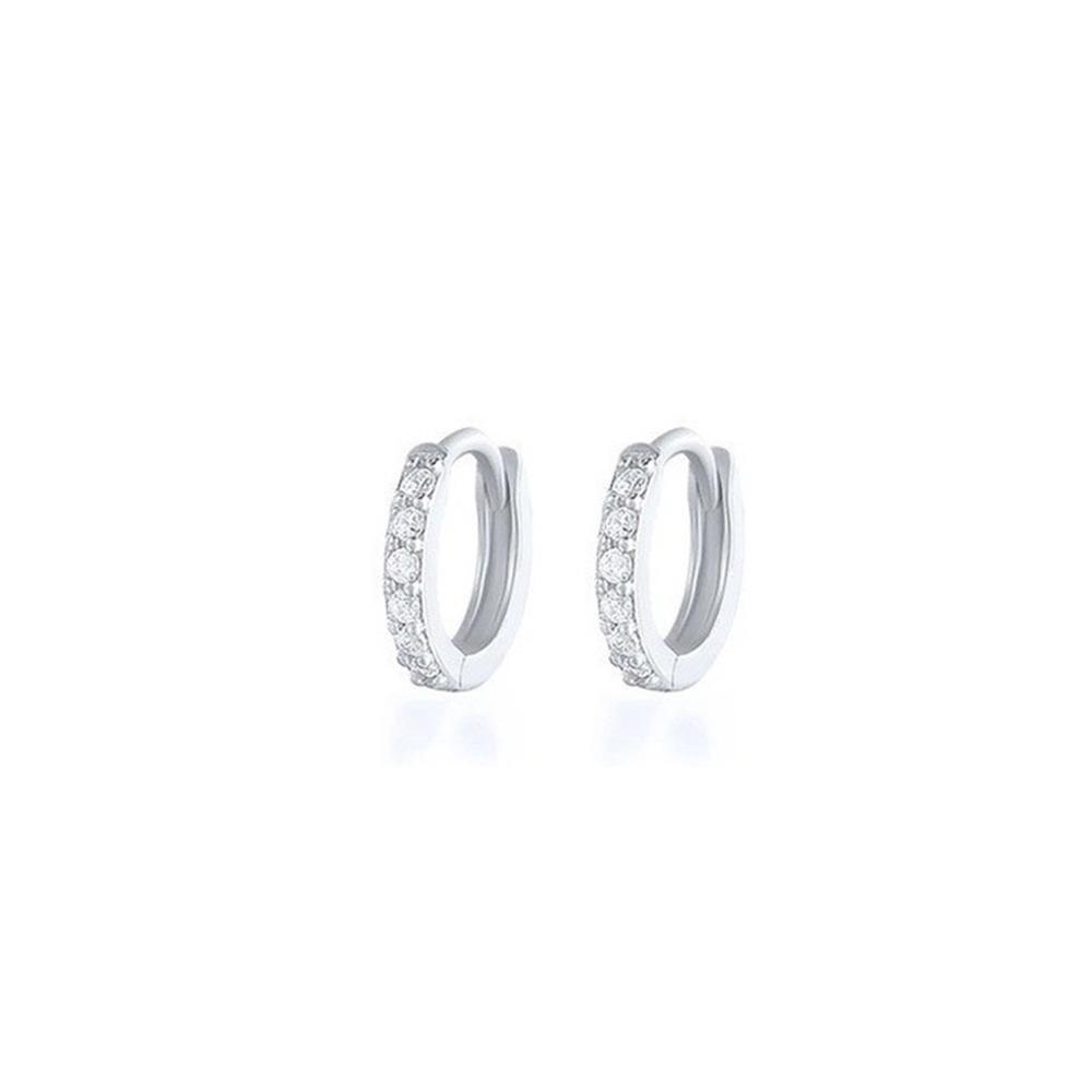 Silver Zirconia Hoop Earring - 8mm - Image 8