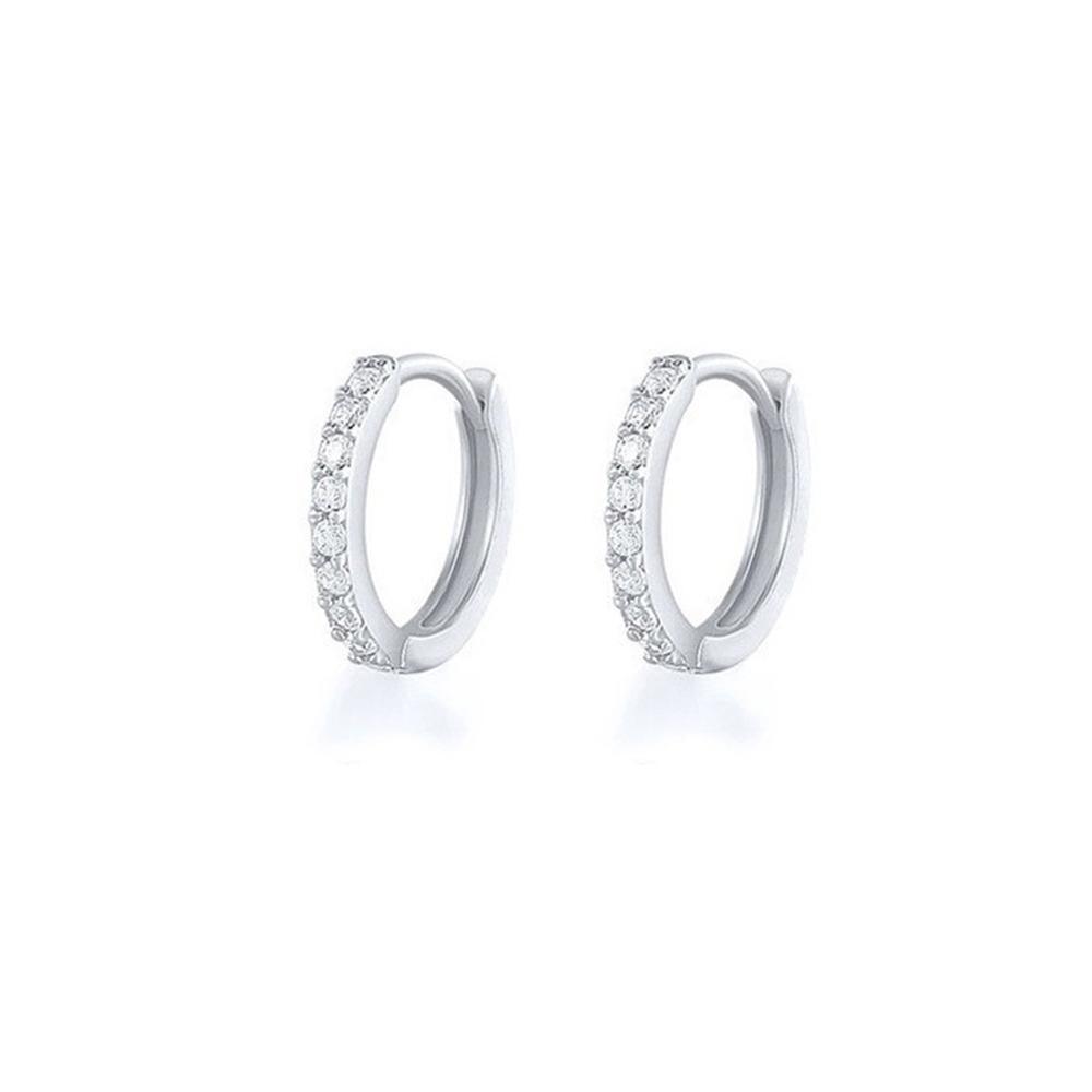 Silver Zirconia Hoop Earring - 8mm - Image 11