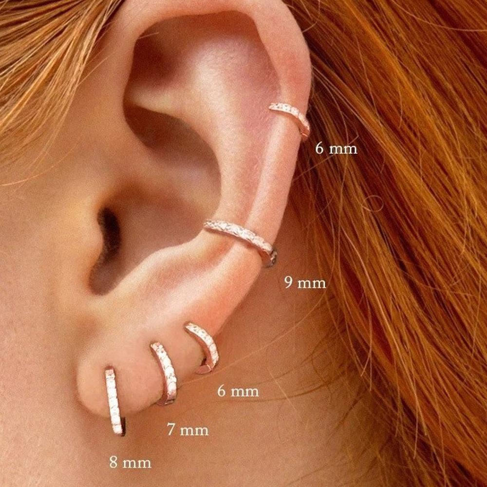 Silver Zirconia Hoop Earring - 7mm - Image 3