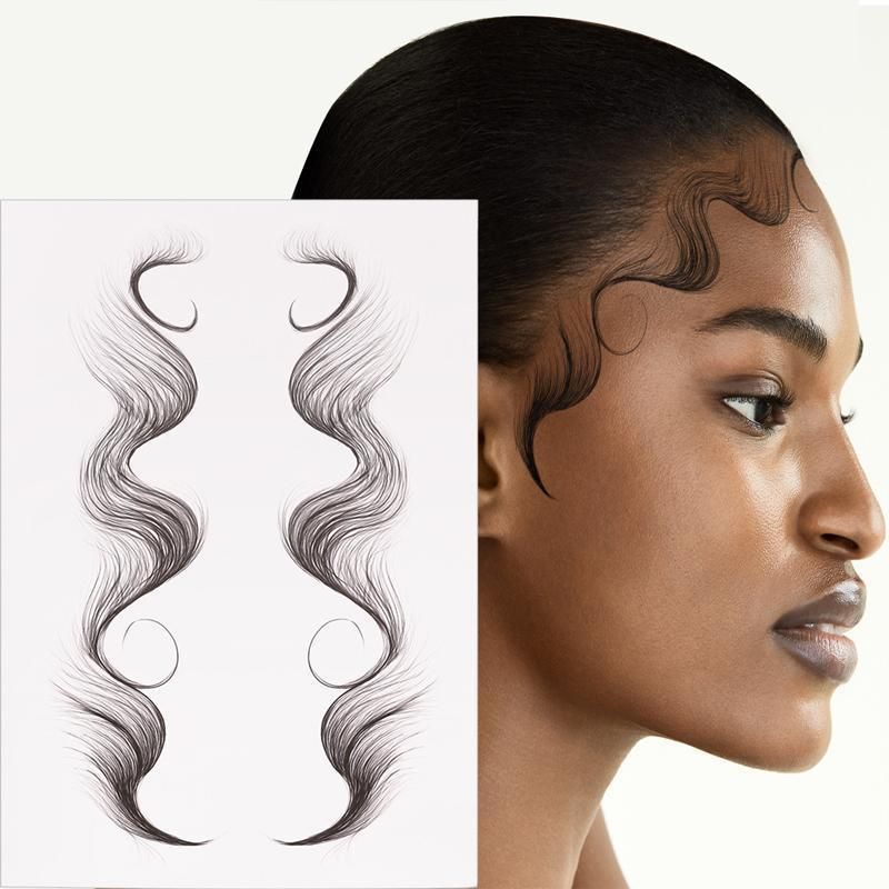 Hairline Edge Tattoo Stickers Curly Fringe Style 4 - Image 8
