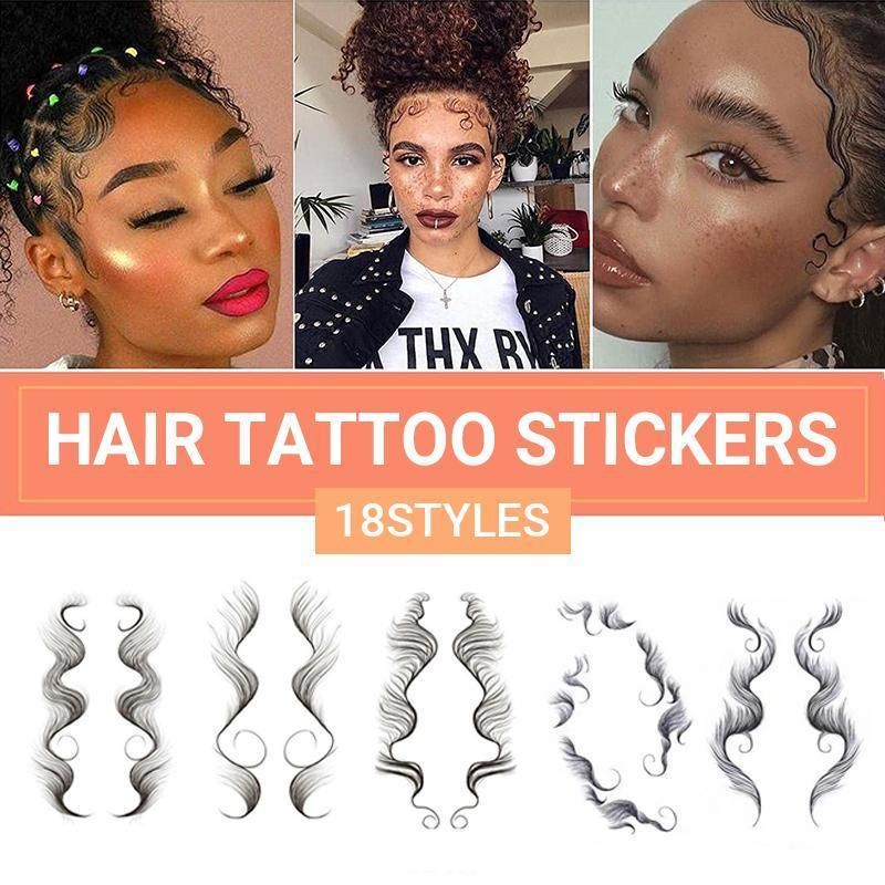 Hairline Edge Tattoo Stickers Curly Fringe Style 9 - Image 2