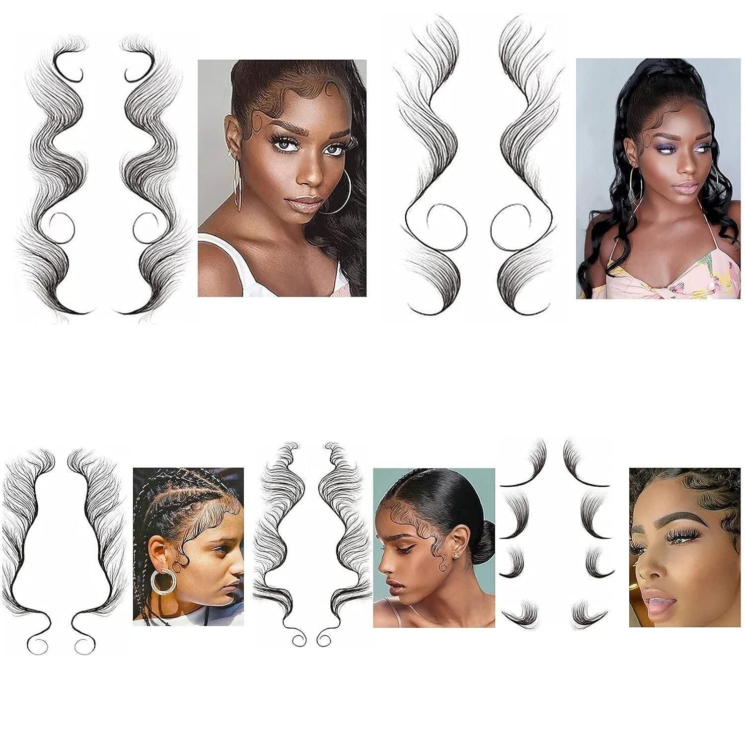 Hairline Edge Tattoo Stickers Curly Fringe Style 9 - Image 7