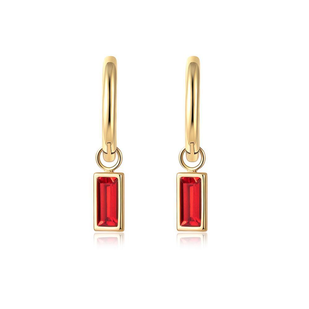 Fashion Gold Zircon Earrings Square Green - Image 6