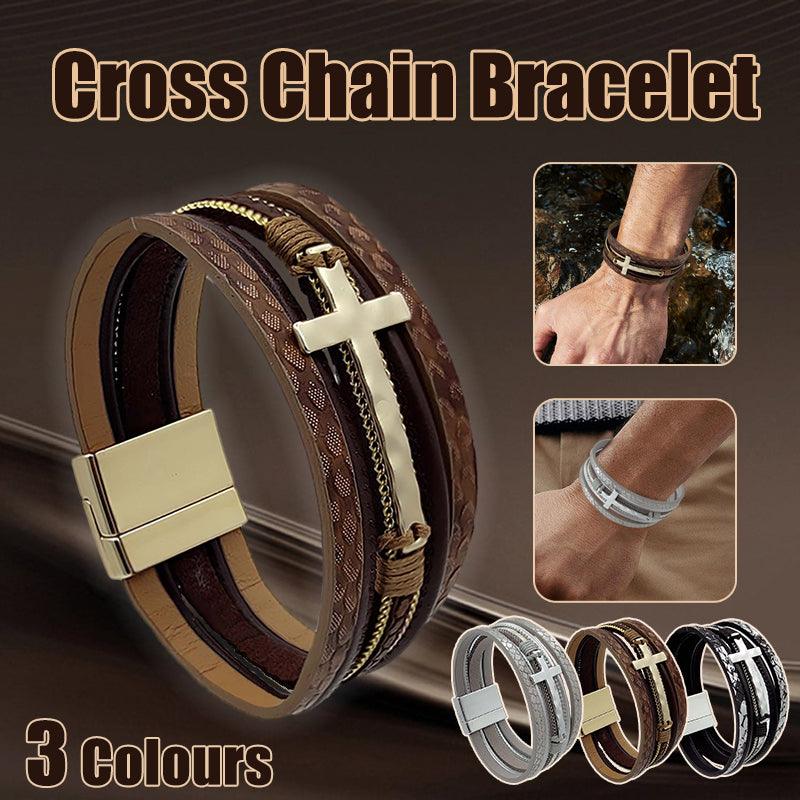 Men Cross Bracelet Silver