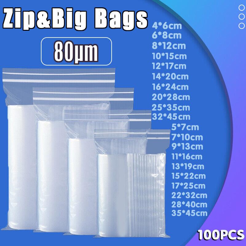 100X Clear Resealable Zip Bags 7x10cm