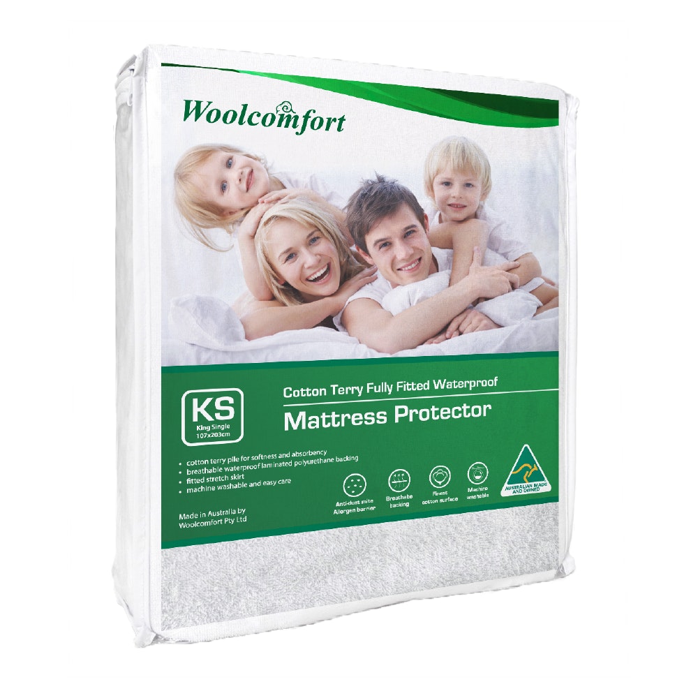 Woolcomfort Cotton Terry Waterproof Mattress Protector King Single