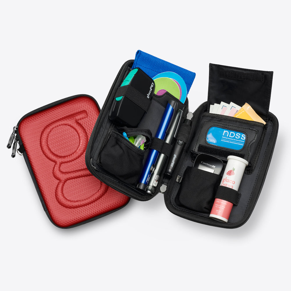 Glucology Diabetes Travel Case - Textured Red, Classic