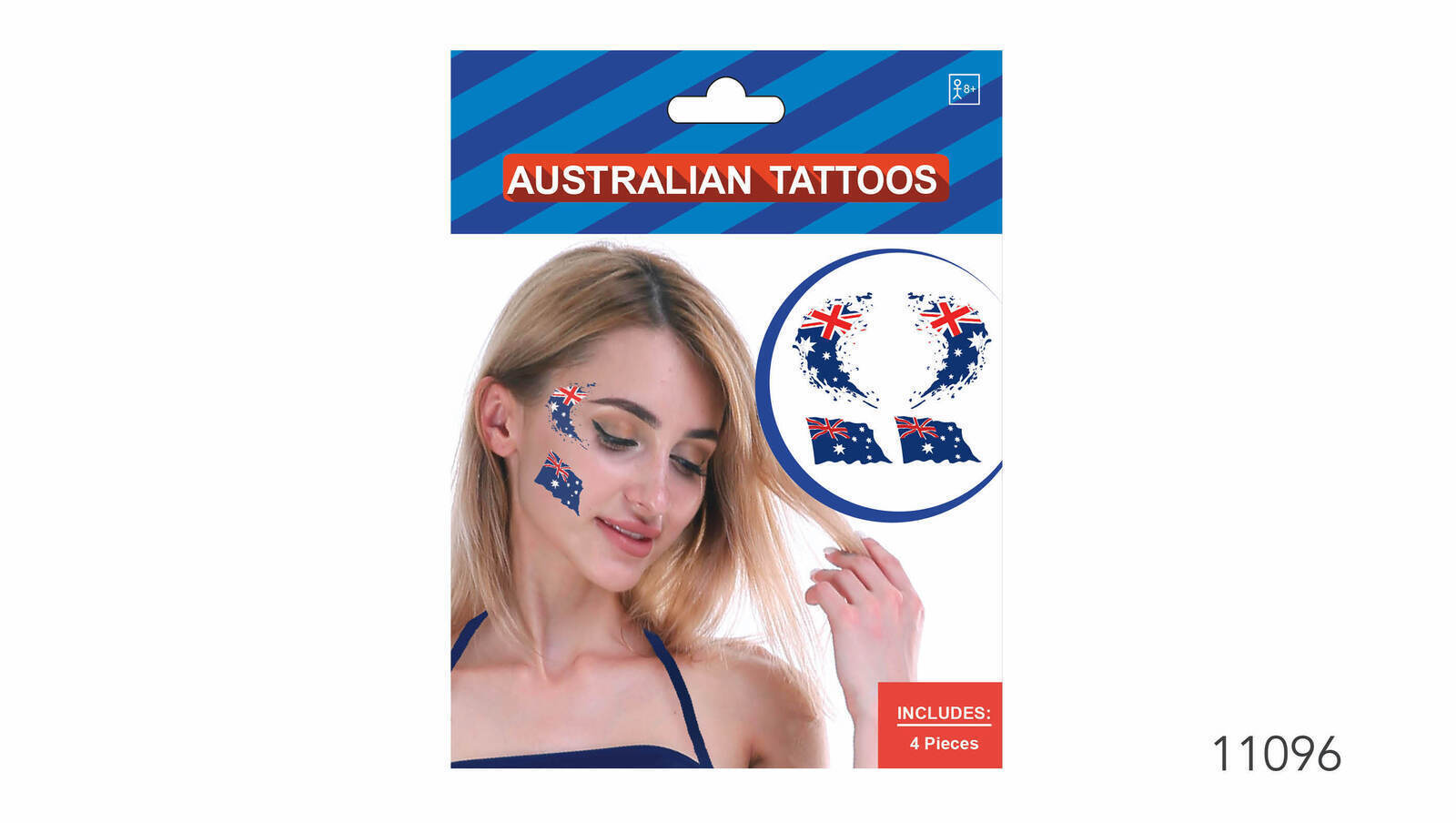 Australian Flag Face Tattoos for Australia Day & Sports Events (4-Pack)