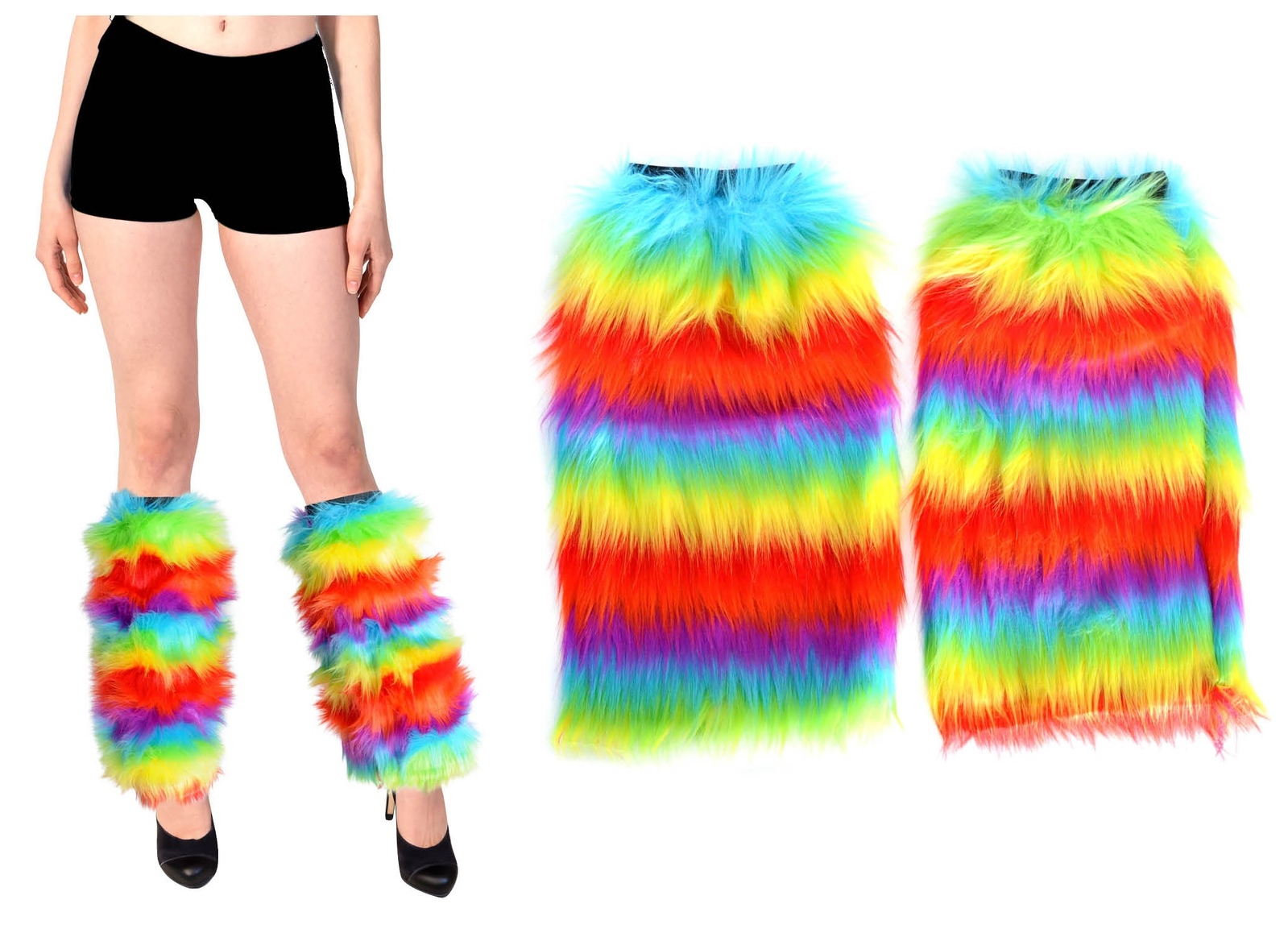 1 Pair Fluffy Leg Warmers Rainbow Pride