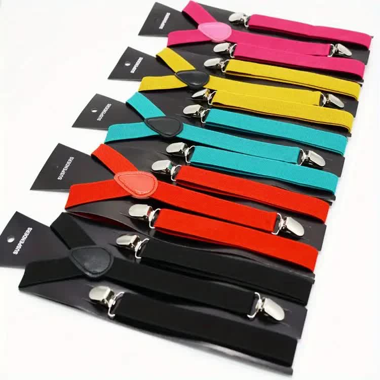 Mens Clip On Elastic Adjustable Braces 2 Pack Multicolour