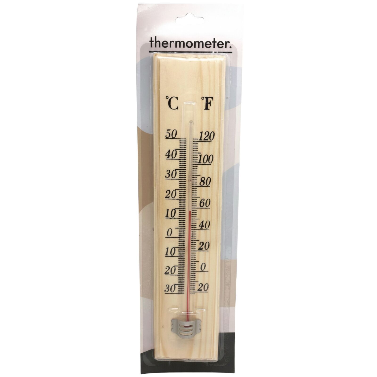 27cm Wooden Indoor Outdoor Glass Wall Hanging Room Thermometer
