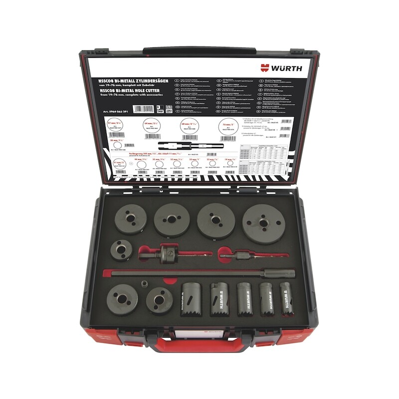 16pcs Wurth Cylinder Hole Saw Kit 19-76mm