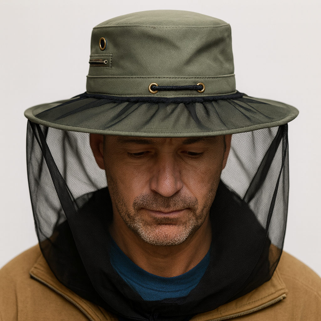 Deluxe Black Mosquito Hat Net Head Protector Bee Bug Mesh