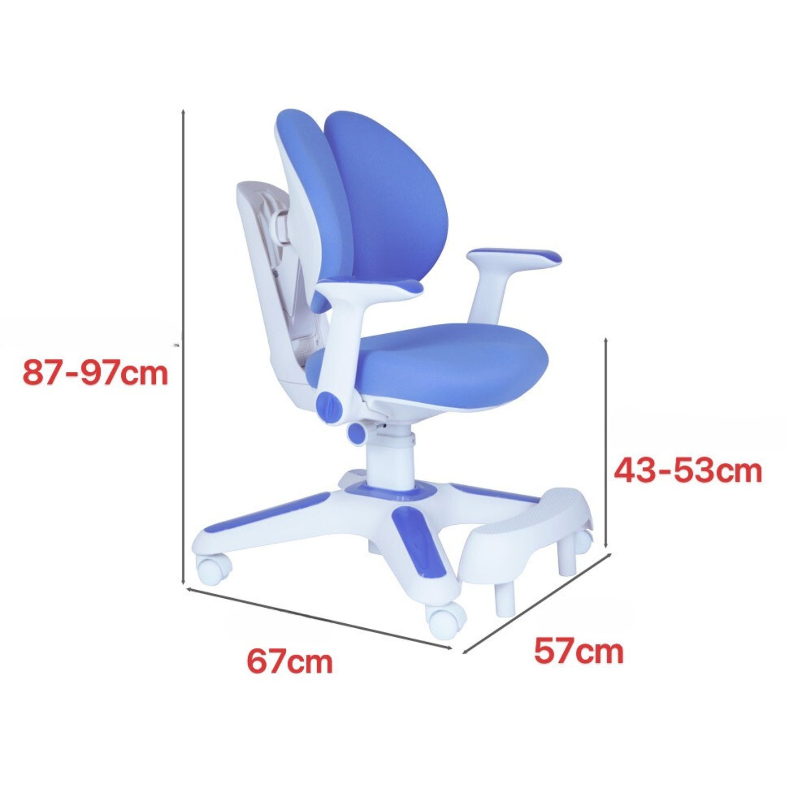 Ergonomic Kids Study Chair Set of 4 Height Adjustable Blue - Image 5