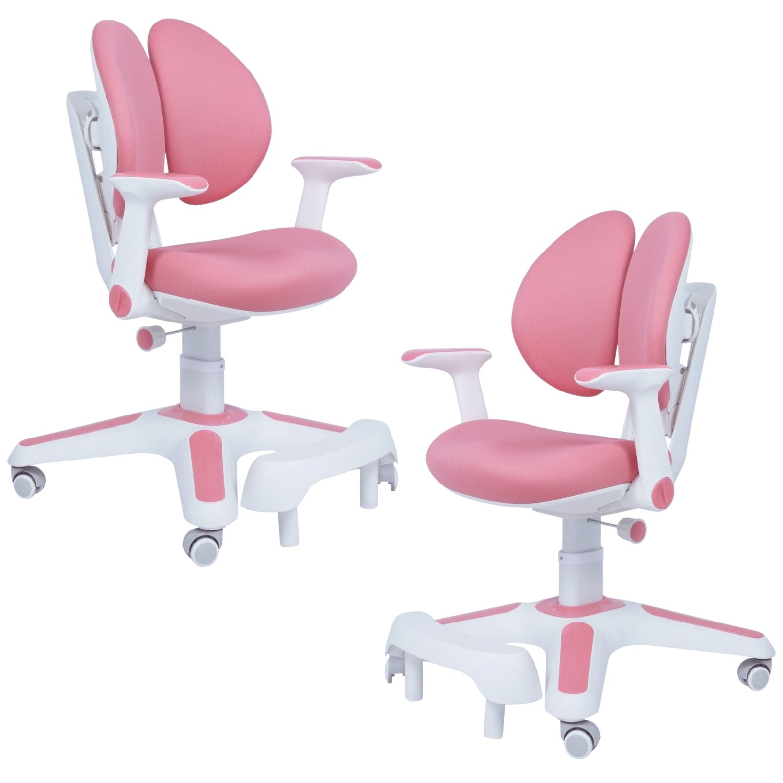 2x Ergonomic Kids Study Chairs Height Adjustable Pink