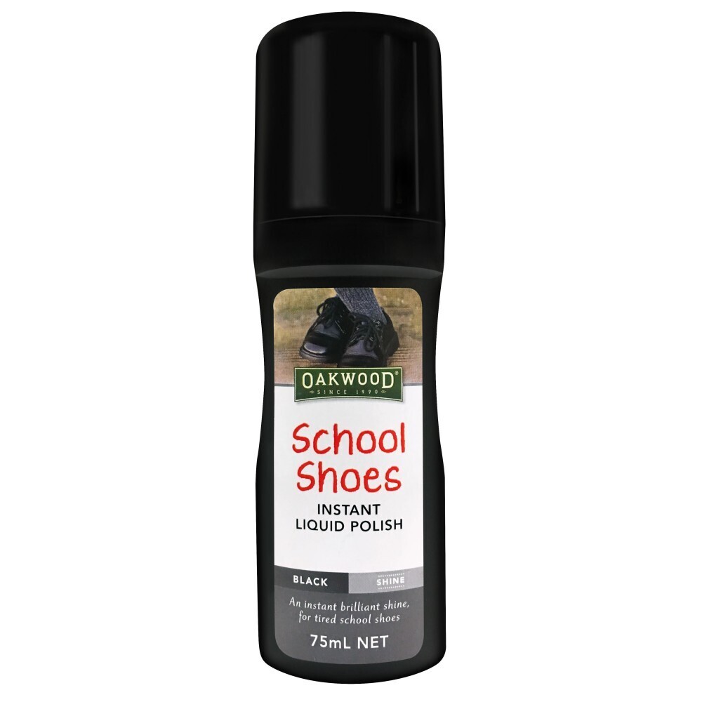 Oakwood School Shoes Instant Liquid Polish Black Shine 75ml Duo