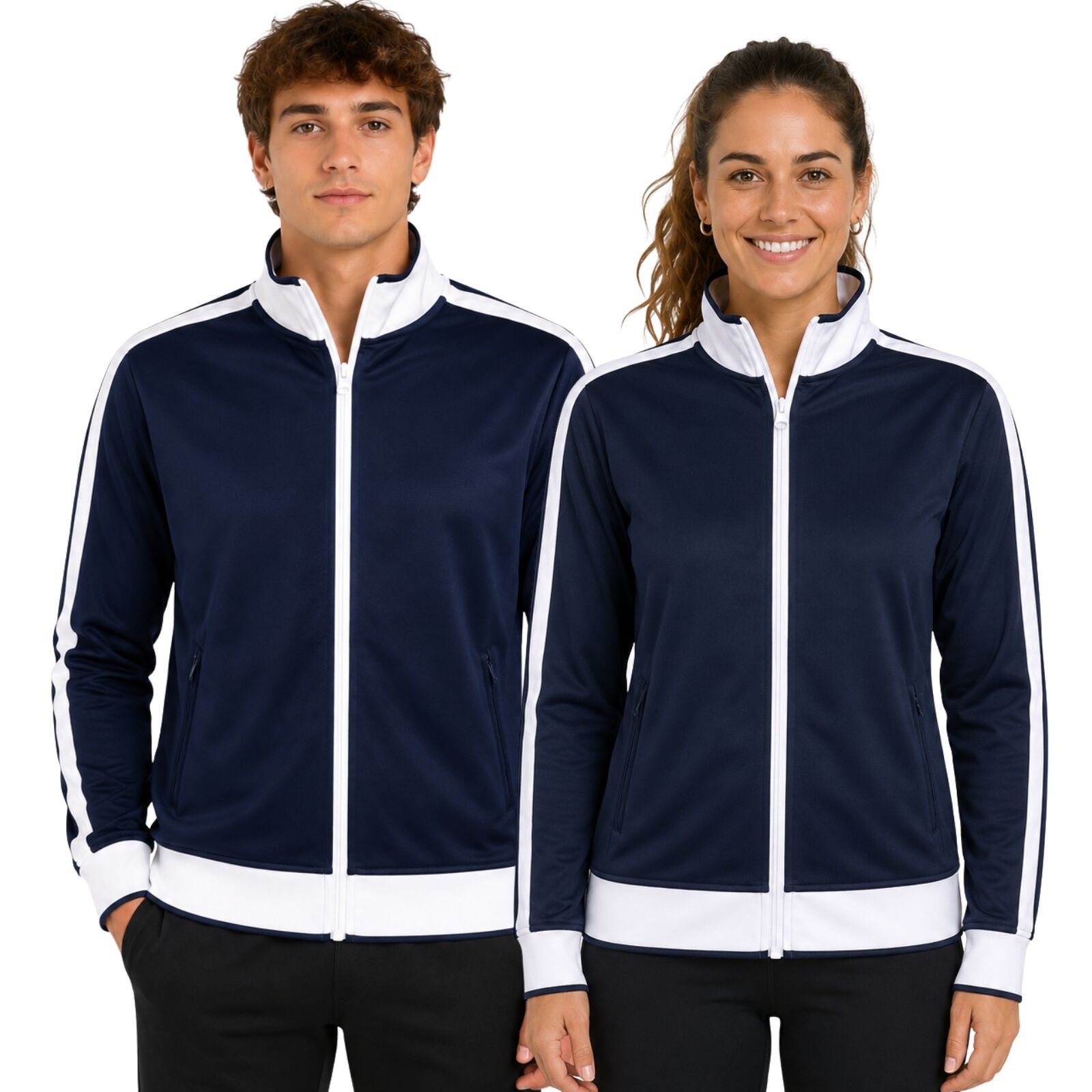 Women's Full-Zip Tracksuit Varsity Jacket - Navy and White, XL (AU 18-20) - Image 2
