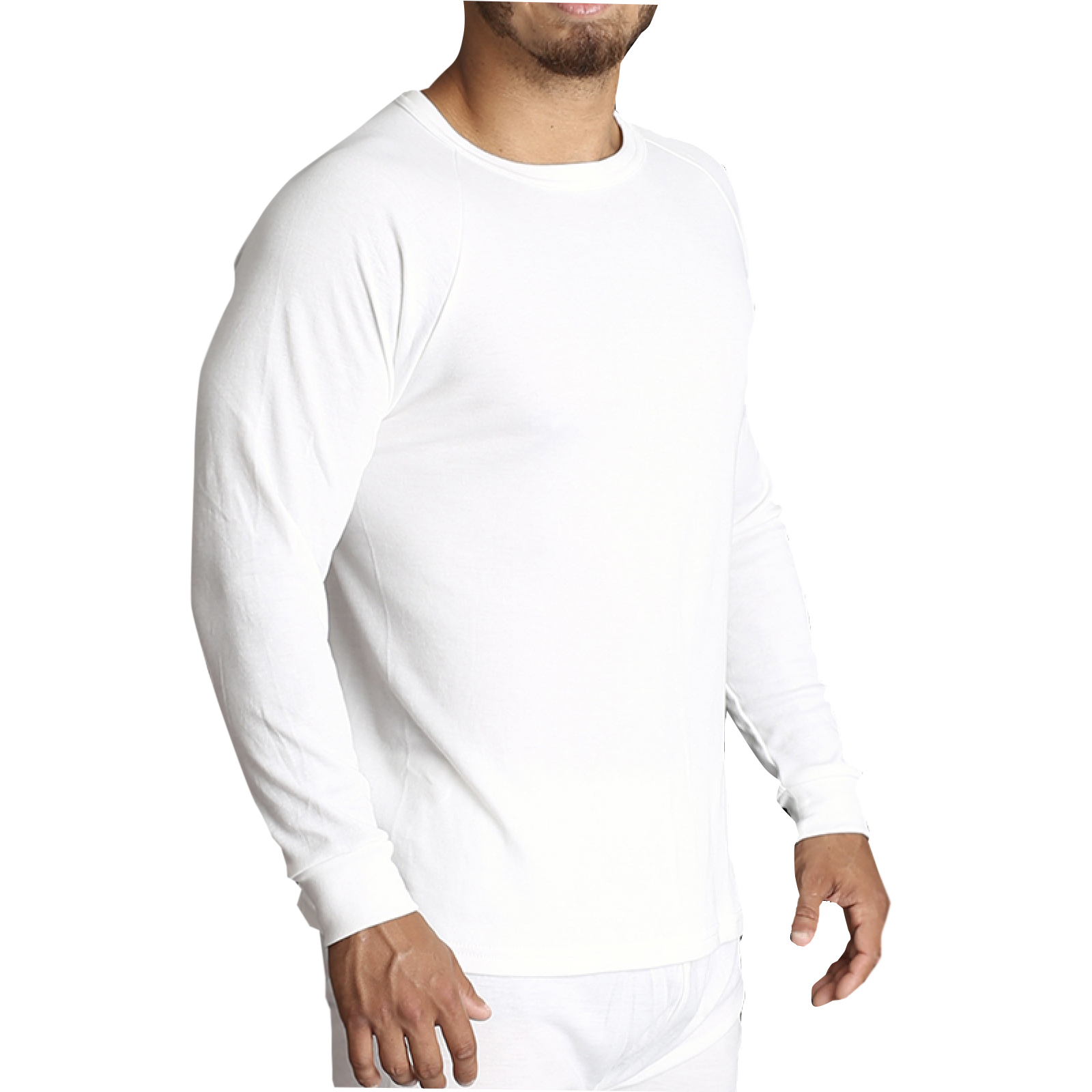 Men's Merino Wool Blend Long Sleeve Thermal Top - Beige (L)
