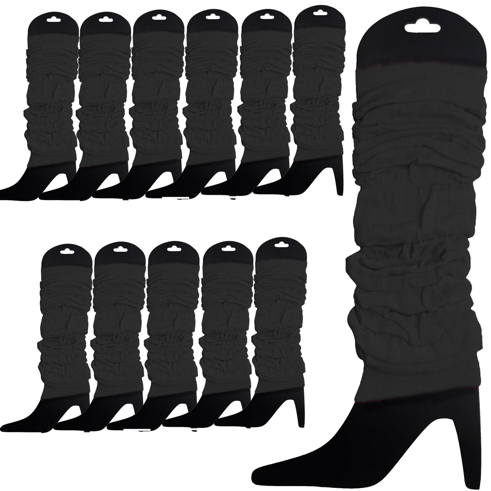 12 Leg Warmers Neon Ankle Fluro Dance Black - Image 2