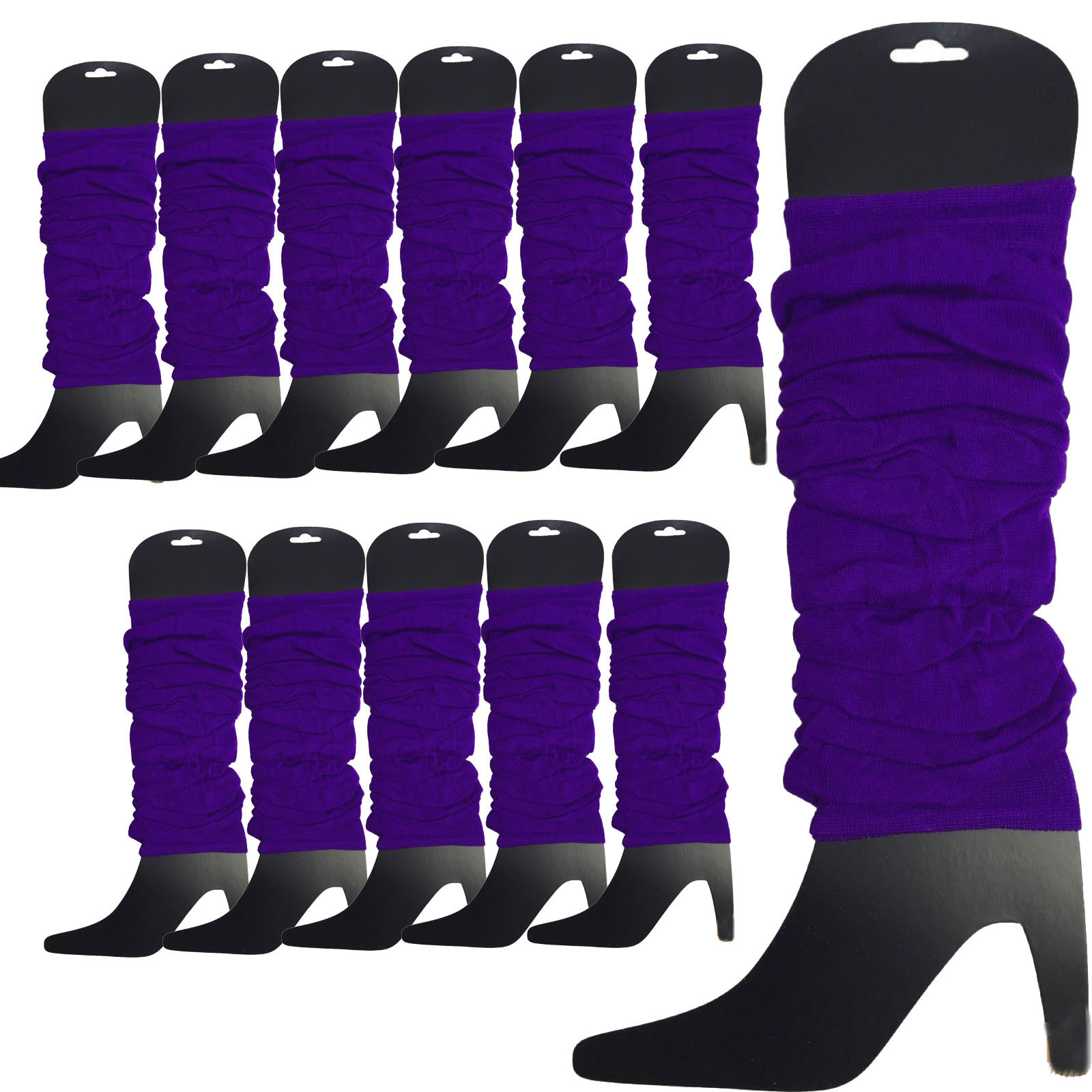 12 Leg Warmers Neon Ankle Fluro Dance Purple - Image 2