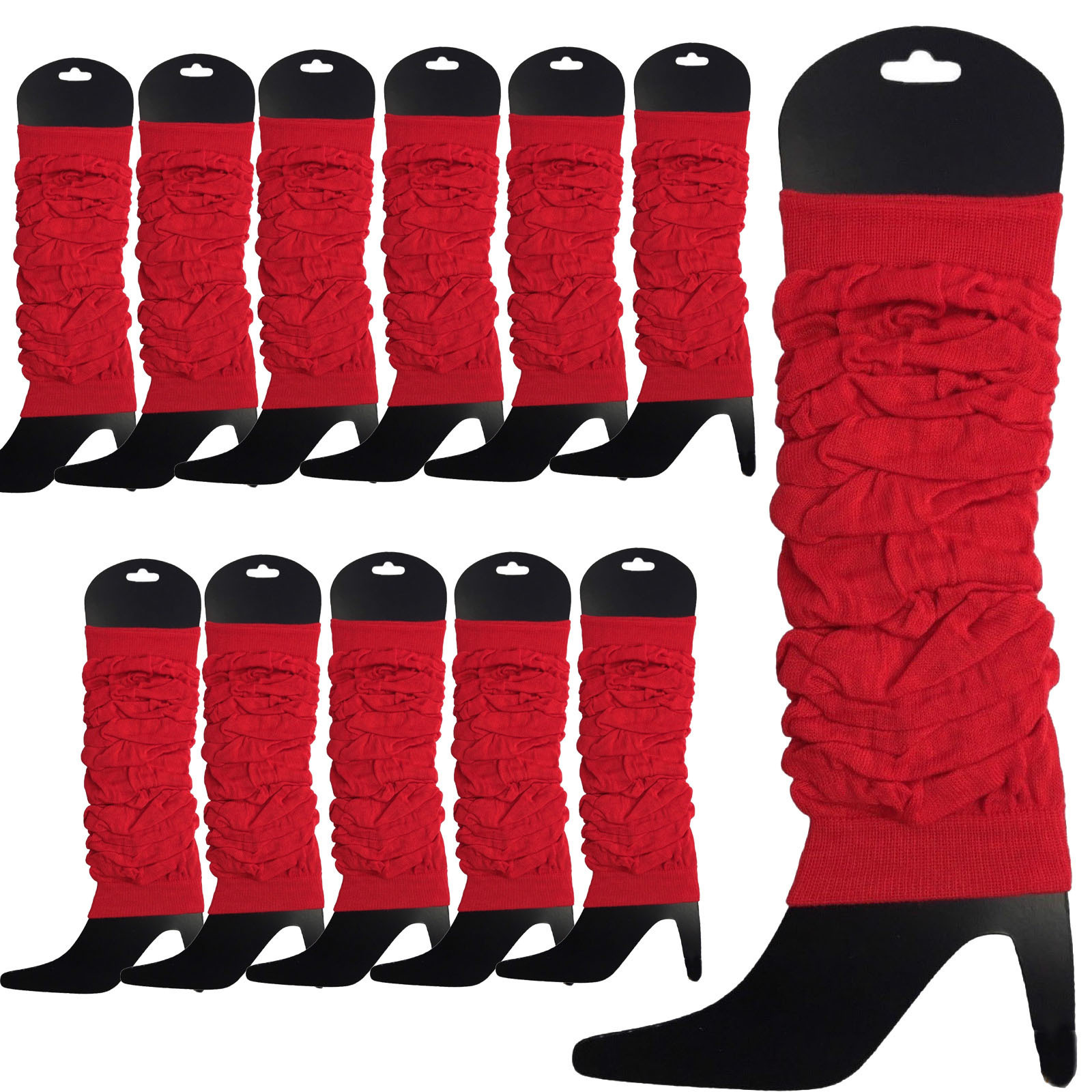12 Leg Warmers Neon Ankle Fluro Dance Red - Image 2