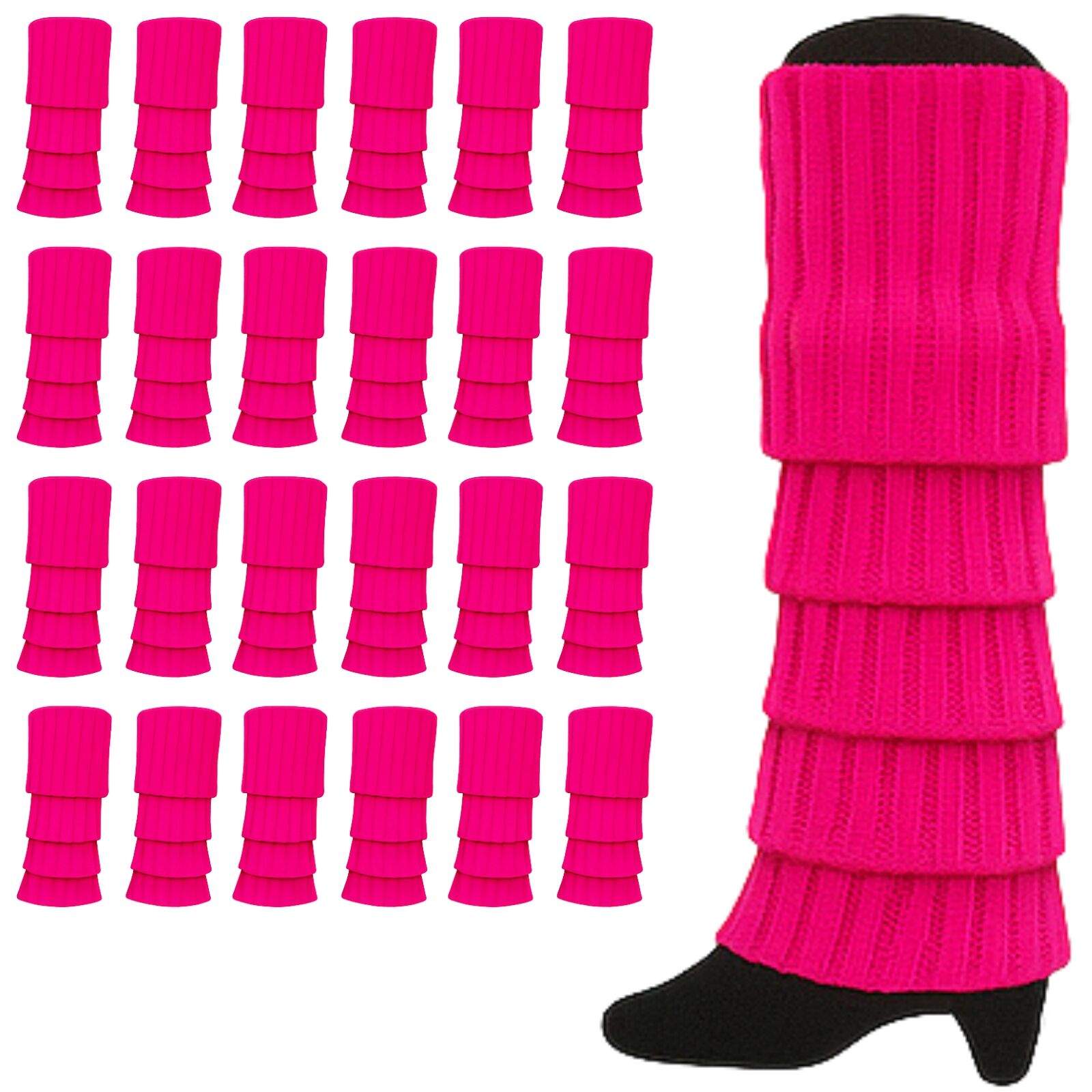 24x Womens Leg Warmers Disco Hot Pink - Image 3