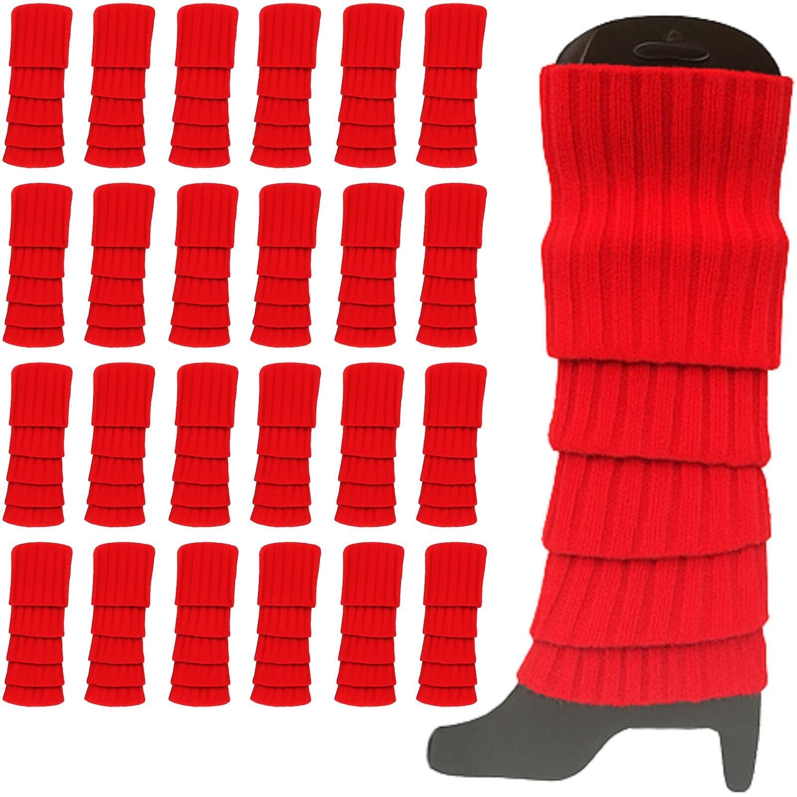 24x Womens Leg Warmers Disco Red