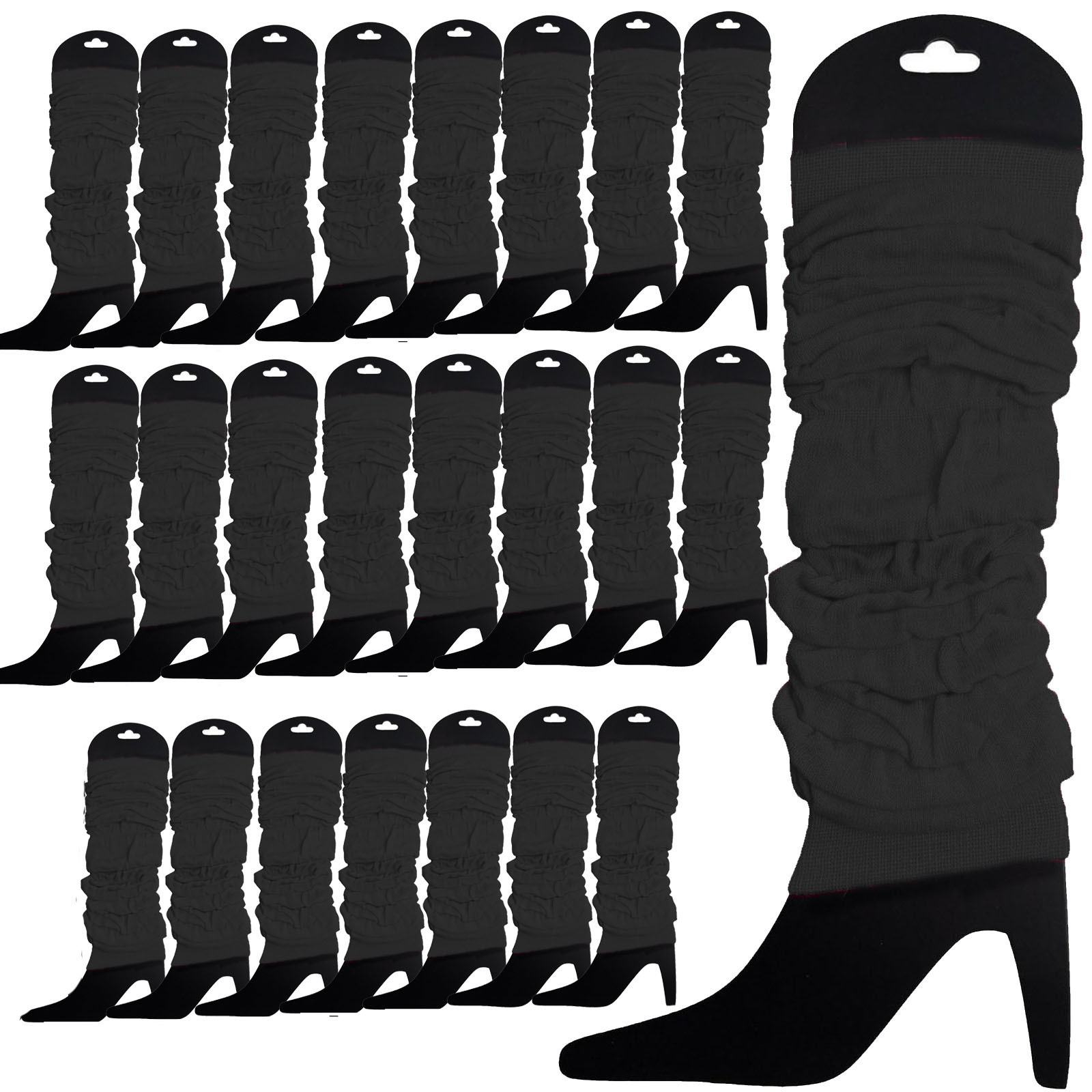 24 Leg Warmers Neon Ankle Fluro Dance Black