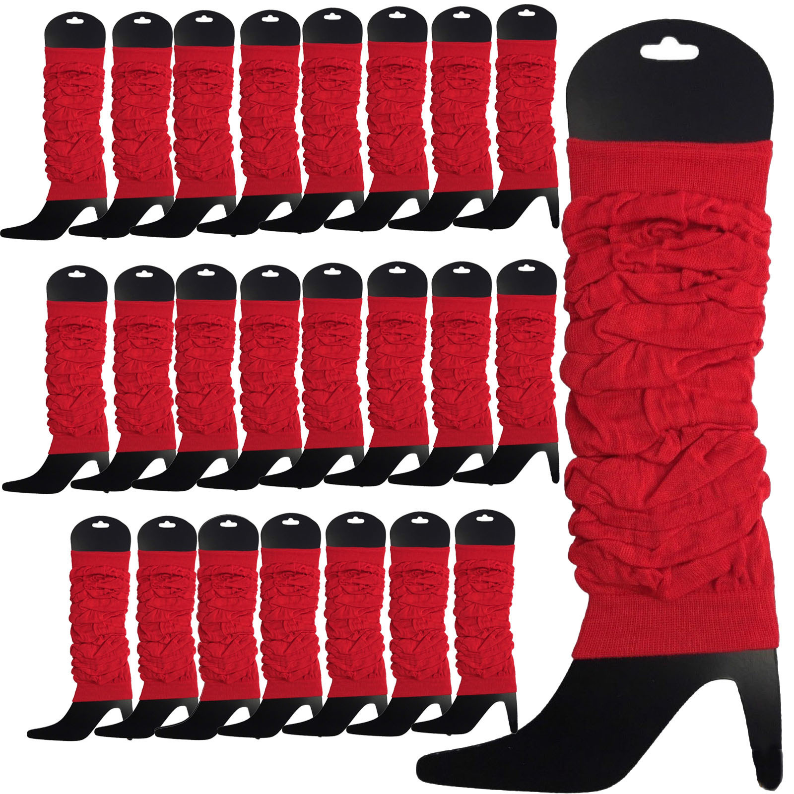 24 Leg Warmers Neon Ankle Fluro Dance Red