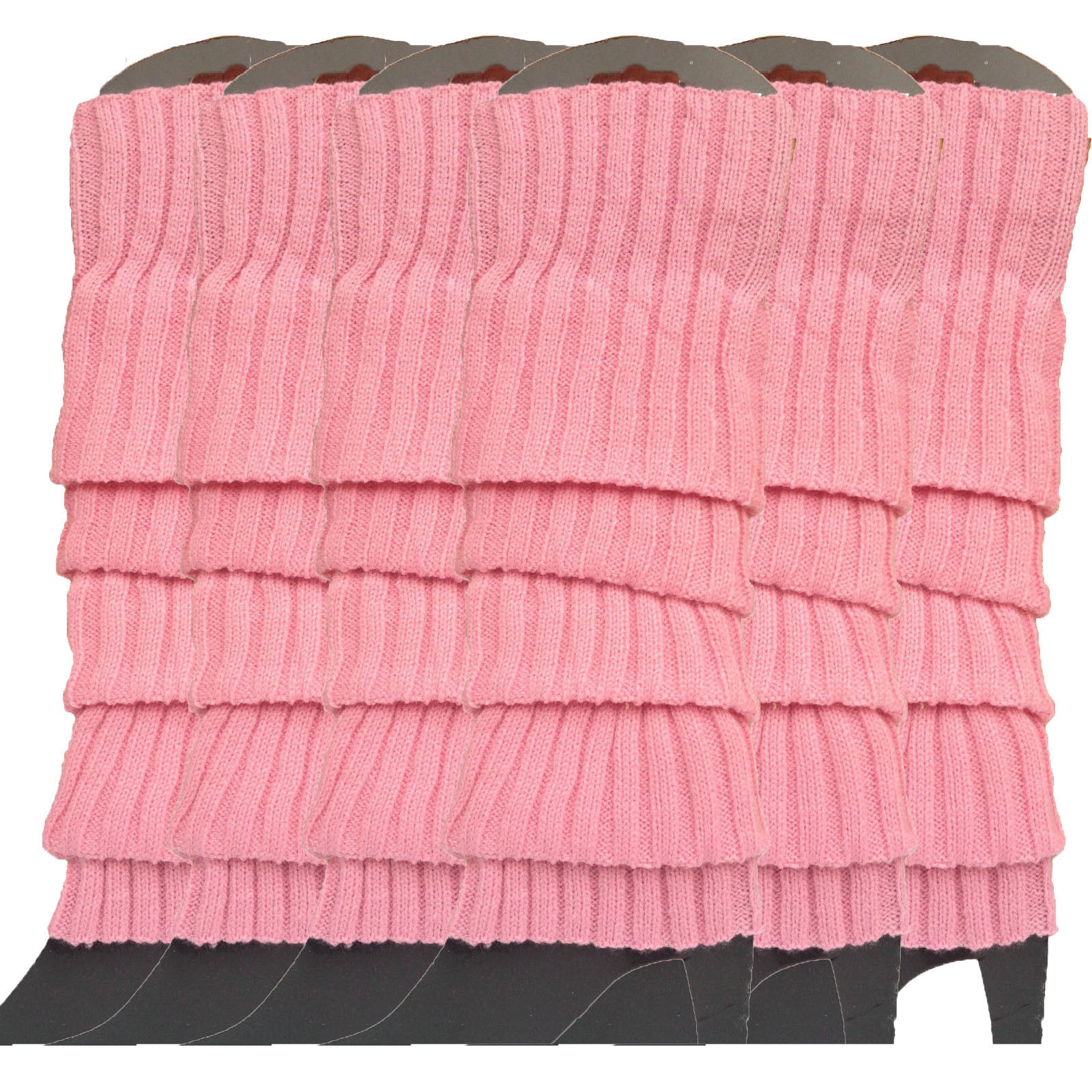6-Piece Women's Leg Warmers Disco Winter Knit Costume - Light Pink
