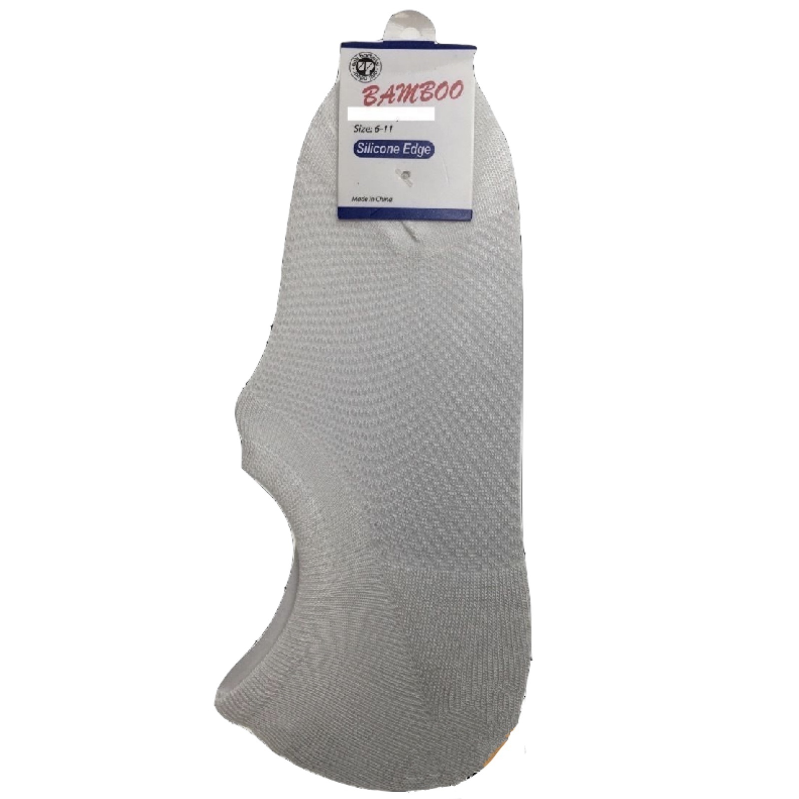 1-Pair No Show Bamboo Non-Slip Footlet Socks - White (11-14)