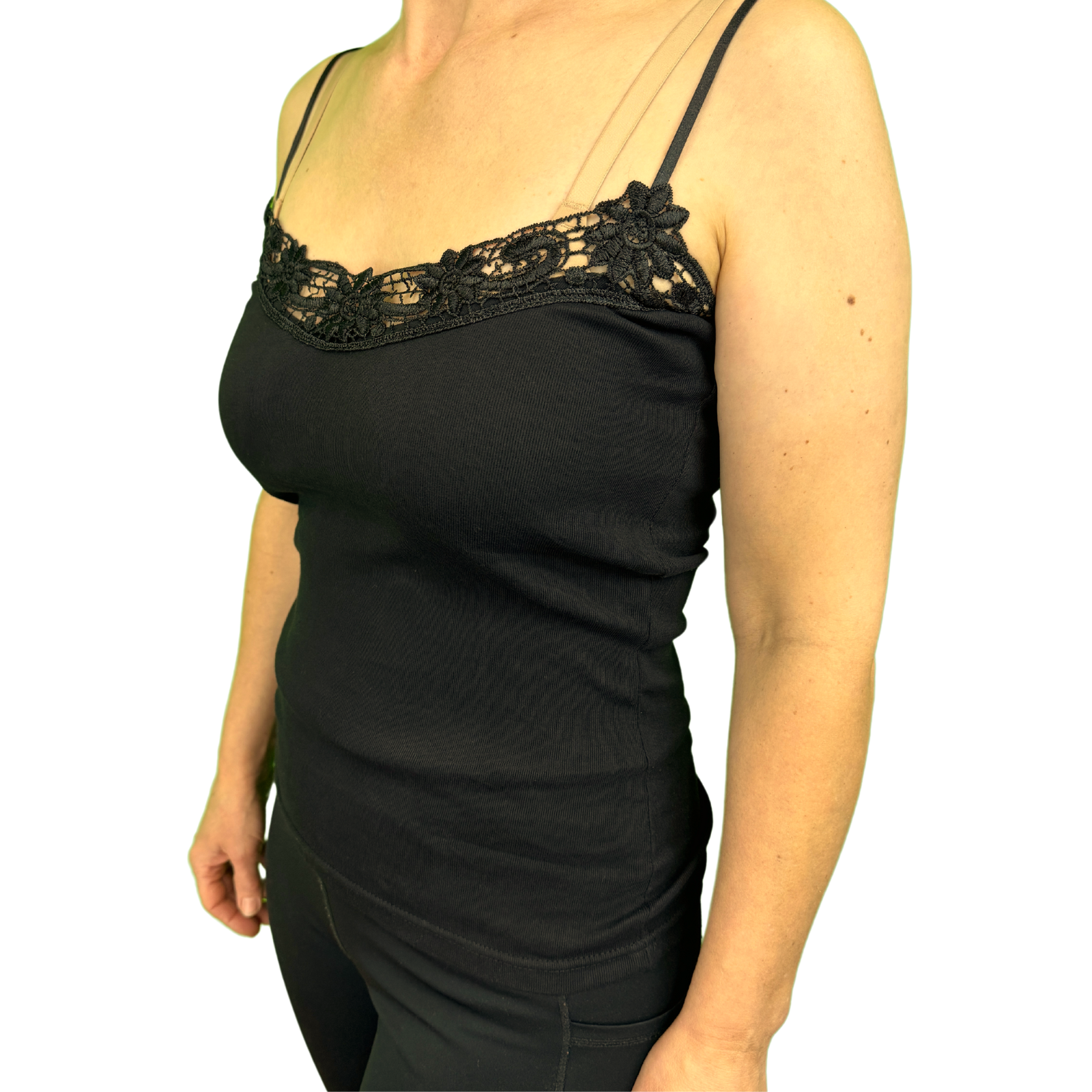 Womens Cami Strap Camisole Basic Summer Tank Top - Black - 10-12 - Image 2
