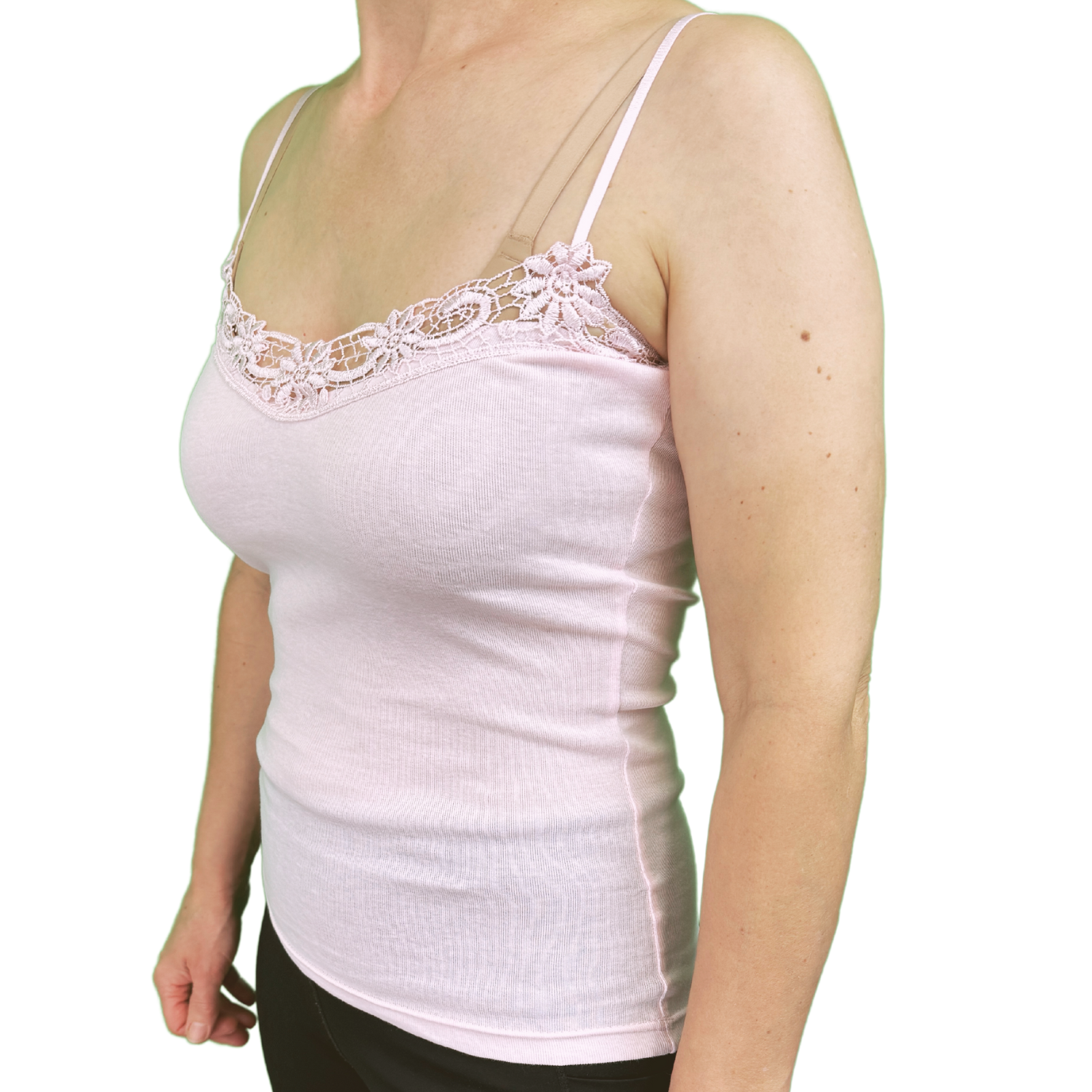 Womens Cami Strap Camisole Basic Summer Tank Top - Pink - 10-12