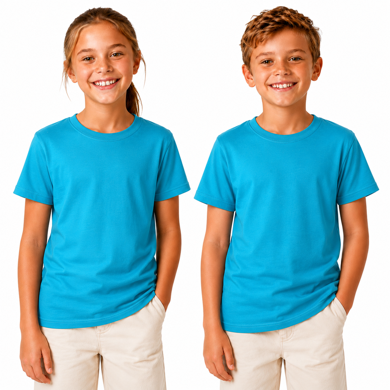 KIDS PLAIN T-SHIRT Childrens Child 100% COTTON Boys Girls Basic Blank Tee Top - Bright Mint - Size 8