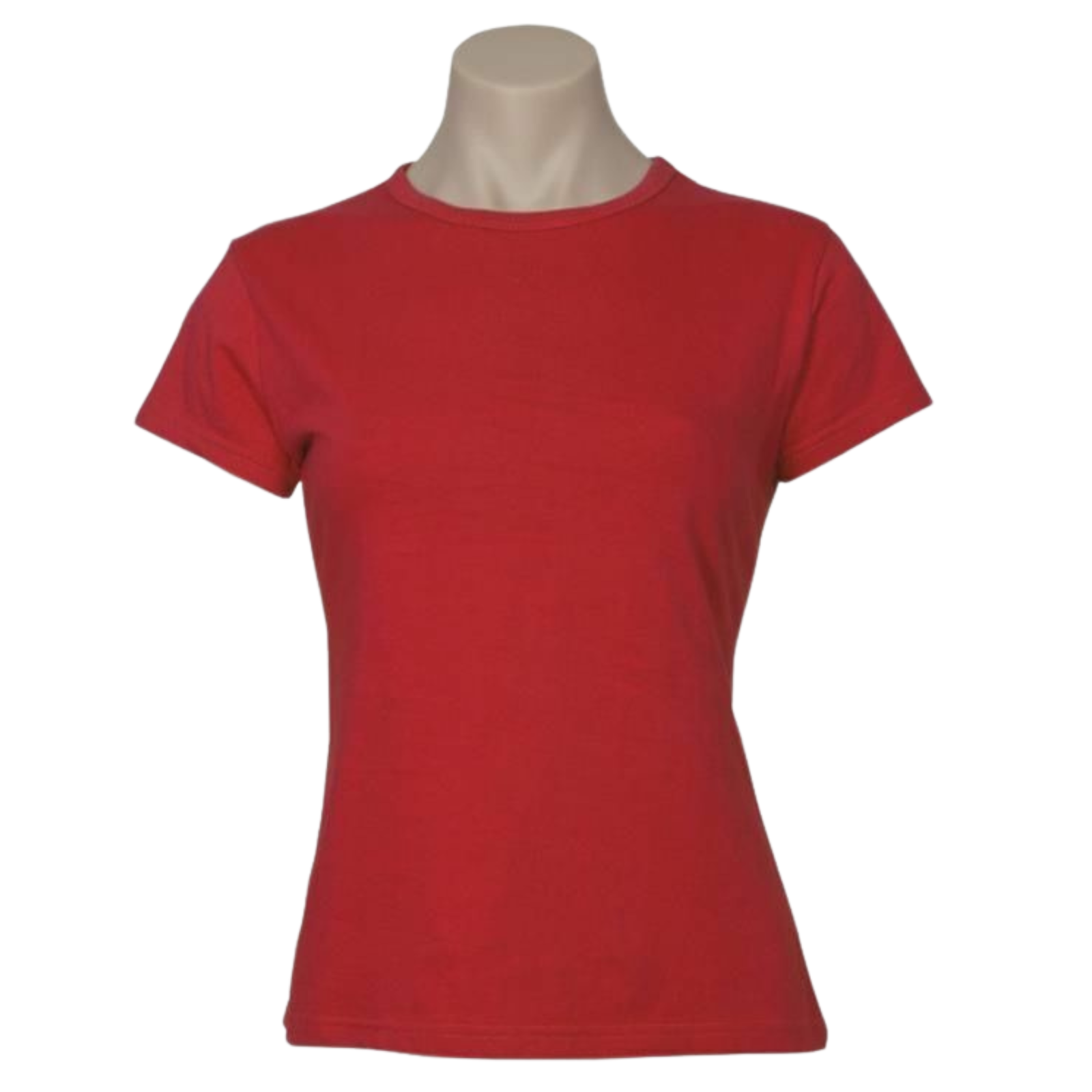 Womens 100% Cotton Plain Basic Casual T-Shirt - Red - 8 - Image 2